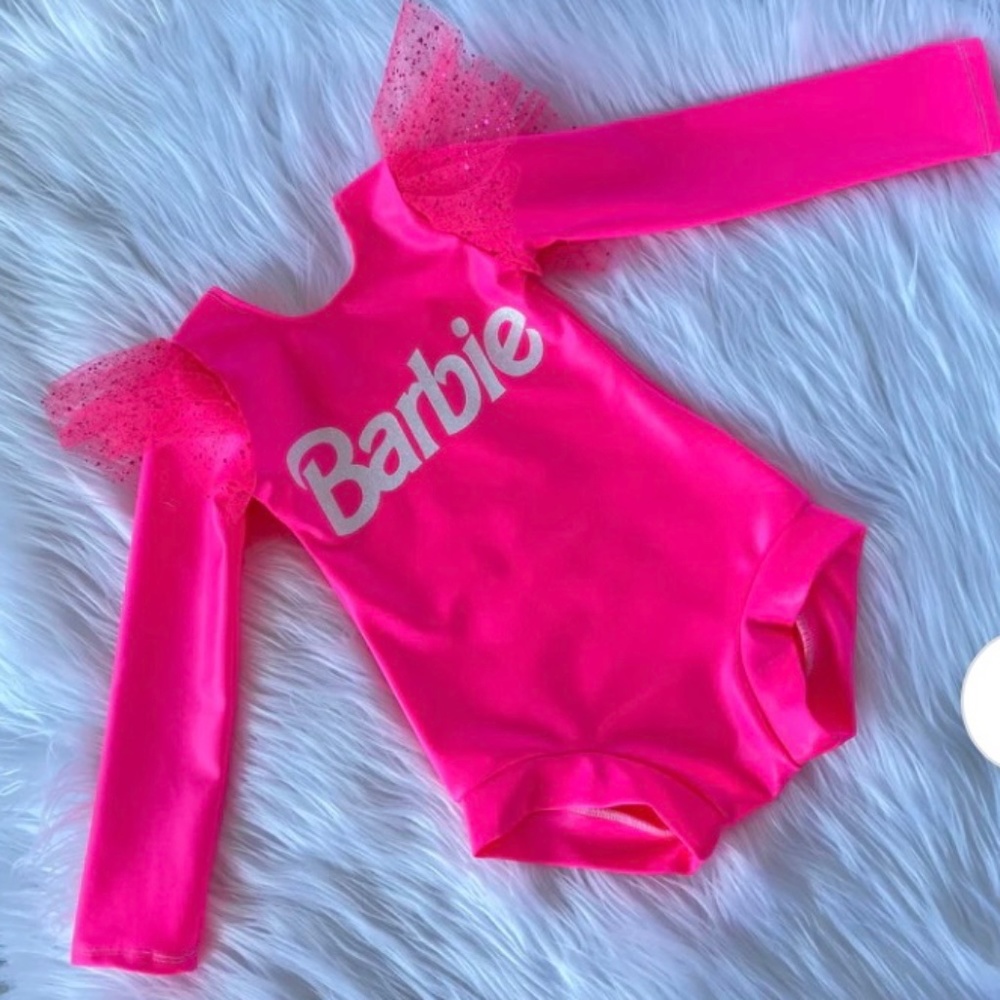 Barbie Flutter Glitter Metallic Sleeve Leotard